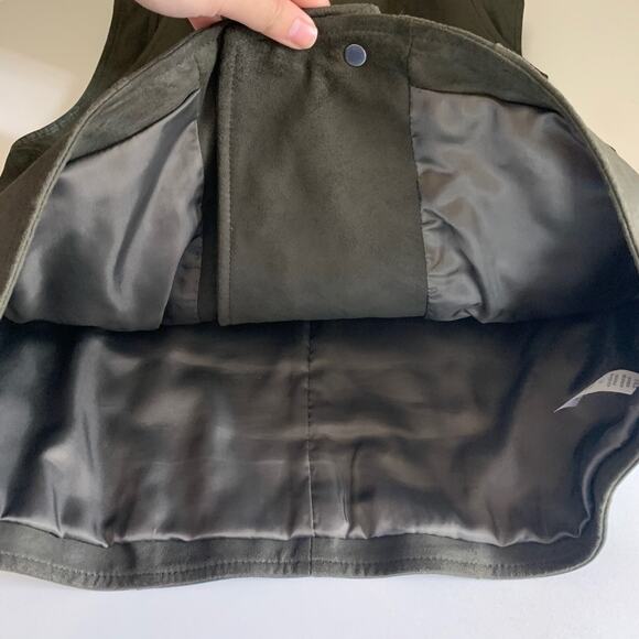 Vince Leather Vest Women S Small Deep Olive Suede Moto Asymmetric Jacket *READ - Picture 12 of 16